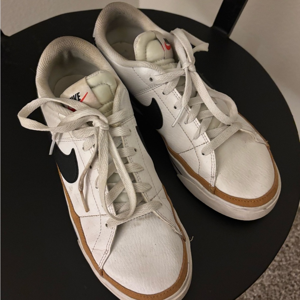 Nike White and Brown Classic Sneakers